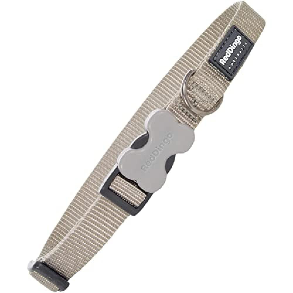 Red Dingo Bucklebone Dog Collar Plain, Grey, Medium 20mm