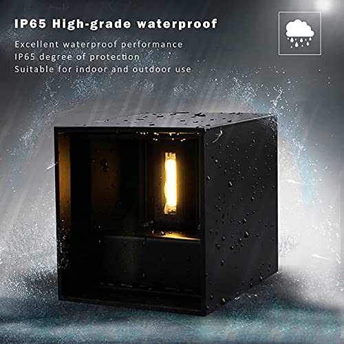 2 Pieces Outdoor Indoor LED Wall Light Modern Black 20 W Warm Light 3000 K LED Wall Lamp IP65 Waterproof Square Aluminium Up and Down Adjustable Design Easy to Install