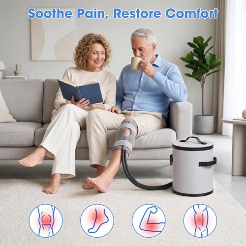 Máquina de crioterapia con temporizador programable – máquina de hielo portátil para rodilla postoperatoria, manguito y venda de enfriamiento reutilizables para cadera, tobillo y muslo