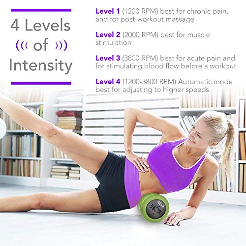 American Lifetime Vibrating Foam Roller - 17 Inch 4-Speed Rechargeable Electric High-Intensity Vibration, Deep Tissue Massager for Recovery, Pliability Training, Physical Therapy (Green)