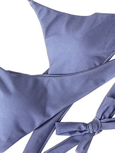 SOLYHUX Women's Halter Wrap Bikini Set Blue S