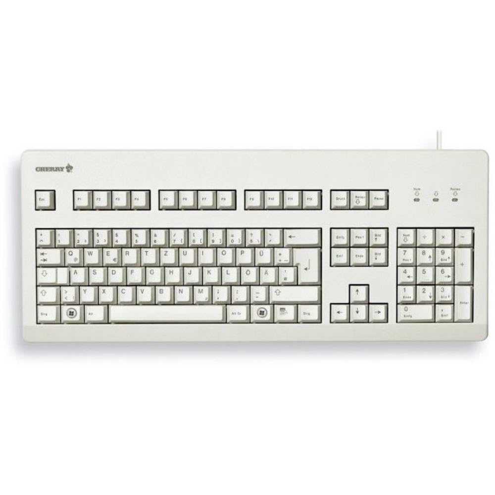 CHERRY G80-3000, Wired Mechanical Keyboard, German Layout (QWERTZ), USB-Connection, Robust, Programmable Keys, MX BLUE Switches, Light Grey