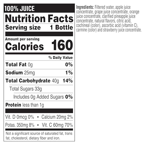 TROPICANA 100% ORANGE STRAWBERRY JUICE,SINGLE SERVE, 10 FL OZ BOTTLES (PACK OF 24) – REAL FRUIT JUICE, VITAMIN C, B & E RICH, NO ADDED SUGARS, NO ARTIFICIAL FLAVORS