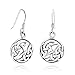 925 Sterling Silver Cut Open Celtic Infinity Knot Symbol Round Dangle Hook Earrings 1.2