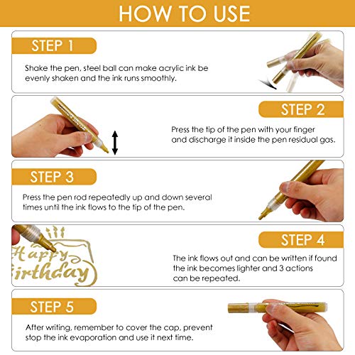 MyArTool Gold Paint Pen, Gold Acrylic Paint Pen for Rock Painting