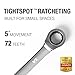 Jaeger 1/2 Inch TIGHTSPOT Ratchet Wrench with 5° Movement and Hardened, Polished Steel for Projects with Tight Spaces
