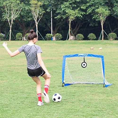 JOGENMAX Portable Soccer Goal, Pop Up Goal Nets with Aim Target,Set of 2, with Agility Training Cones,Led Lights and Portable Carrying Case for Kids & Adults Size 4'X3'X3' - Thumbnail 6
