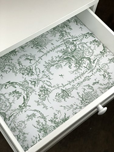 Scentennials Vintage Toile Green (12 Sheets) Scented Fragrant Shelf & Drawer Liners 16.5" x 22" - Great for Dresser, Kitchen, Bathroom, Vanity & Linen Closet