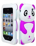 iPhone 4 Phone Case, Bastex 3D Silicone Purple & White Panda Bear Case for Apple iPhone 4, 4s