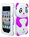 BasTexWireless Bastex 3D Silicone Panda Bear Case for Apple iPhone 4, 4s - Purple & White