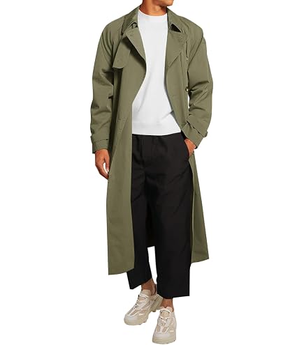 Lende Men's Trench Coat Winter Long Jacket Double Breasted