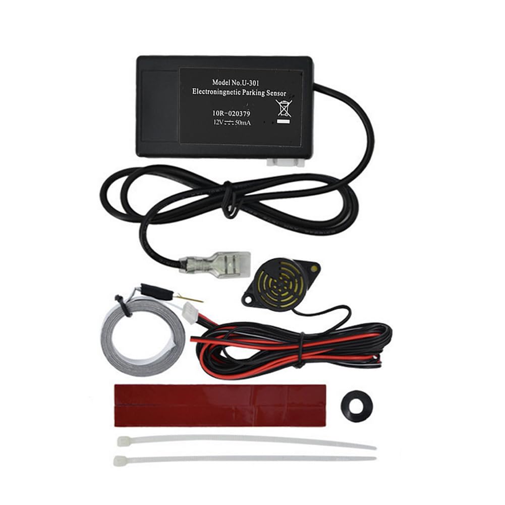 Joyzan Electromagnetic Parking Sensor, Universal Car Sensor Kit Built in Reversing Alarm Assistance Full Range Rear Induction Radar Backup System Buzzer No Drill Holes Sensors for 12V Truck RV Minivan