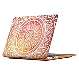 iCasso Mandala Macbook Air 13 Inch Case Rubberized Hard Shell Protective Case Glossy Clear Crystal Snap-On Hard Cover Case For Apple Macbook Air 13 Inch Model A1369/A1466 (Orange Medallion)