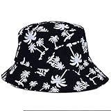 Voberry® Fashionable Unisex Men Womens Summer Satin Lined Printed Cotton Flat Bucket Hat