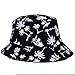Voberry® Fashionable Unisex Men Womens Summer Satin Lined Printed Cotton Flat Bucket Hat (Black)