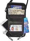 Hopsooken Travel Neck Pouch Passport Holder with Rfid Blocking, Use As Travel Wallet or Hidden Wallet - Protect Your Money, Passport, Credit Cards, Cell Phone and Documents,6 Pockets (black)