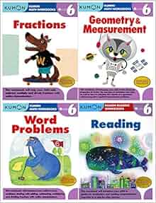 kumon grade 6 math reading set 4 workbooks fractions geometry