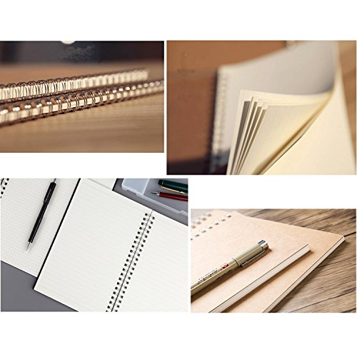Soft Cover Spiral Journal Notebook (2-Pack), Alloyseed Wirebound Journal Memo Notepads Diary Notebook Planner Acid-free Cream White Thick Ruled Paper, 100 Pages, 50 Sheets Khaki