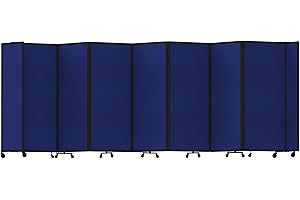 Versare Room Divider 360 Portable Wall Partition | Folding Panels | Large Freestanding Divider | Locking Wheels | Temporary Room Separator