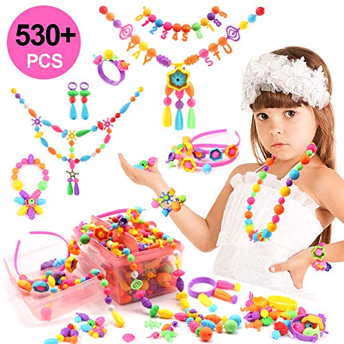 Tomons Pop Snap Beads Set - 530Pcs+ Creative DIY Toy Pop Beads Jewelry Making Kit for Rings, Bracelets, Necklaces Arts and Crafts Educational Beads for Girls, Toddlers, Kid