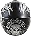 Youth Kids Black/Silver Skull Dirt Bike Flame Motocross Off-Road MX ATV Helmet (Medium)