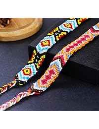 Sllaiss - 8 pulseras de la amistad de Nepal tejidas a mano, de hilo trenzado, para tobillo de muñeca, varios estilos