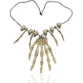 Oarkive Bone Necklace Halloween Costume Accessory – Skeleton Skull Necklace for Voodoo, Witch Doctor, Caveman Cosplay & Party Dress Up