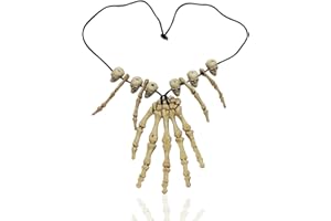 Oarkive Bone Necklace Halloween Costume Accessory – Skeleton Skull Necklace for Voodoo, Witch Doctor, Caveman Cosplay & Party Dress Up