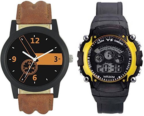 Crispy Analog and Digital Sport Watch Multicolor Dial Watch for Mens (Pack of 2)