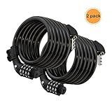 ETRONIC Security Bike Lock M6 Self Coiling Resettable Combination Lock Bike Cable Lock, 6' x 3/8