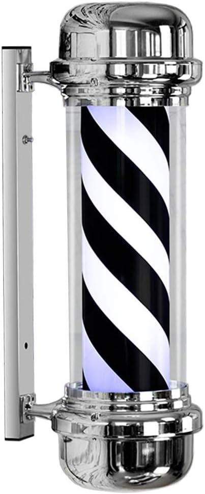 28in poste de barbero profesional led peluqueria firmar barberia lampara lampara de luz giratoria de rayas blanco negro al aire libre luz de pared