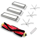 Replacement Parts Accessories Compatible for Roborock S5, S5 Max, S4 Max, S6, S6 MaxV, E4, E5, S4 Robotic Vacuum Cleaner 3 Side Silicone/1 Main Roller Brush 3 HEPA Filter