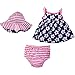 Gerber Baby Girls 3-Piece Sundress, Diaper Cover and Hat Set, Navy Daisies, 0-3 Months