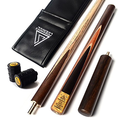 CUESOUL 57 Inch 3/4 Jointed Professional Snooker Billiard Pool Cue Handcrafted 18oz with 6 Inch Walnut Extension, Ash Shaft & Walnut Butt, in Leatherette Cue Bag, 9.5mm Tip Snooker Cue Set(D305)