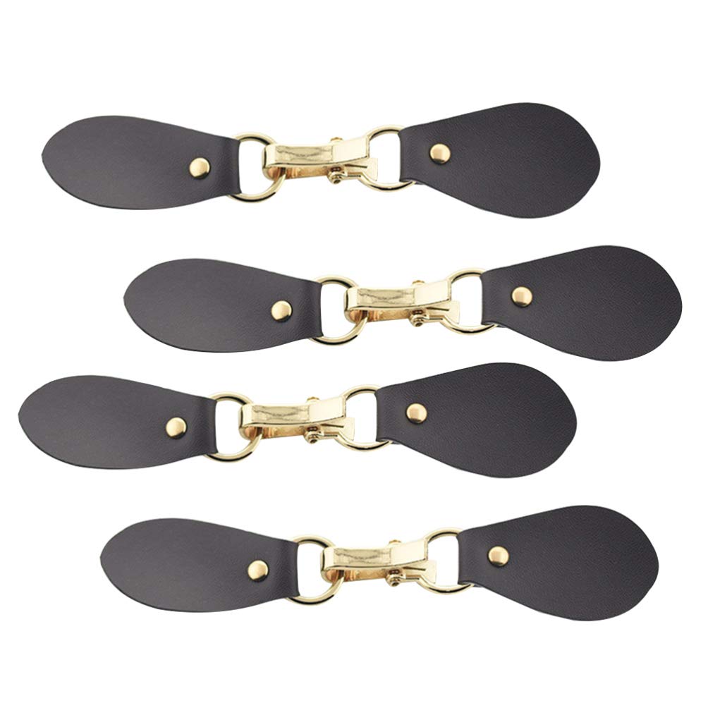 Healifty 4pcs Leather Tab Closure Clip Holder Buckle Clasp Pin for Poncho Cape Cardigan Wrap Shawl Accessories Golden and Coffee