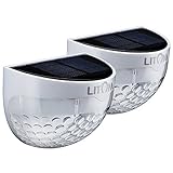 Litom Solar Fence Post Light, Semi-circle 6 LED Waterproof Powered Wall Lights, Outdoor Wall Mount Decorative Lights, for Garden Patio Deck Yard Stairway Driveway, White-2 PACK
