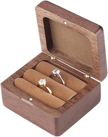 KINTRADE - Caja de madera cuadrada para anillos de compromiso: Amazon.es: Hogar