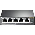 TP-Link TL-SG1005P, 5 Port Gigabit PoE Switch, 4 PoE+ Ports @65W, Desktop, Plug & Play, Sturdy Metal w/ Shielded Ports, Fanle