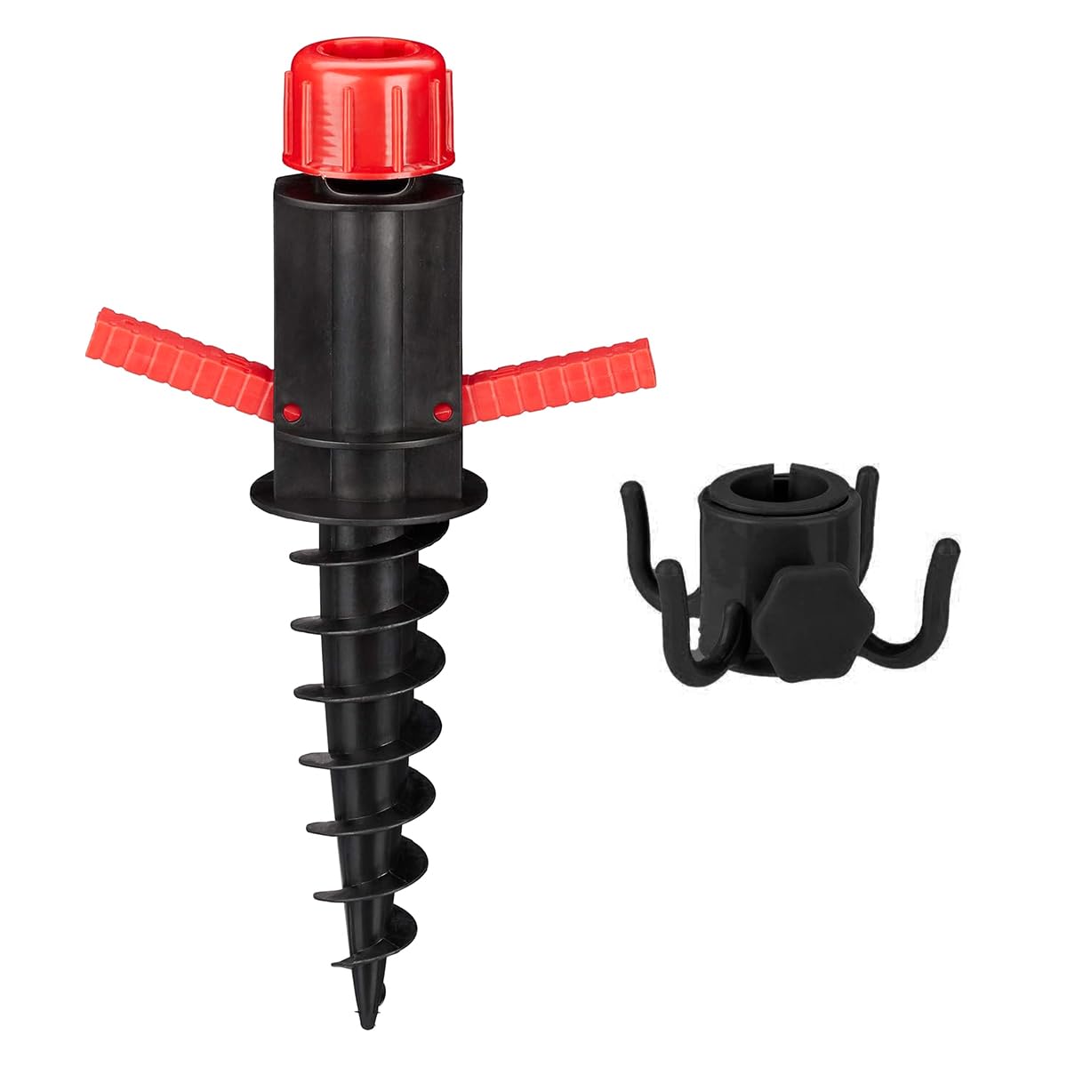 CENPEK Parasol Stand Floor Pin Beach Or Ground, With Ground Pin And Hook, For Umbrella Poles Up To 22-32 Mm Long, Black