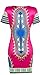 Orangesky Women Traditional African Print Dashiki Bodycon Short Sleeve Dress (L, Hot Pink)