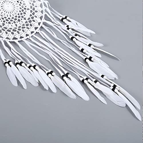 Nobgum Feather Dream Catcher Boho White Dreamcatcher Wall Hanging Decor Ornament Crafts Wedding Party Favor,Baby Shower,Birthday Gift,Bedroom Wall Ornaments Car Hanging Decoration