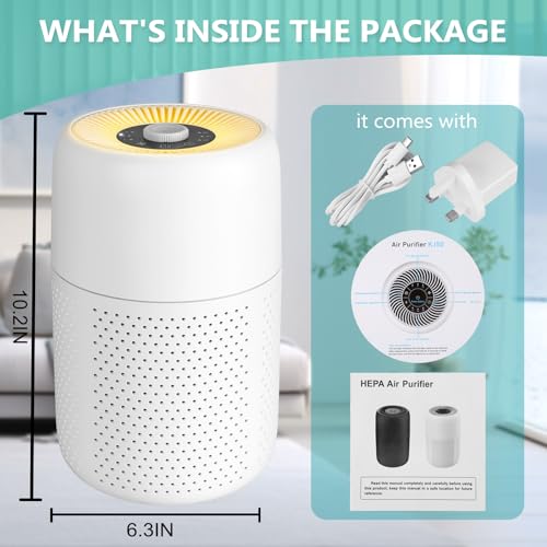 MELEDEN Air Purifiers for Bedroom with True HEPA13 Filters,Pet Air Purifier with Aroma Pad for Wildfires Smoke Pollen Dander,22dB Quiet Air Cleaners for Baby Room Office Dorm P60 (White)