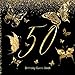50 Birthday Guest Book: 50th - Butterflies - Fiftieth Keepsake Memento Gift Book For Family Friends To Write In With Messages Good Wishes And Comments Gold and Black Sign In Notebook by Lou Lou Guest