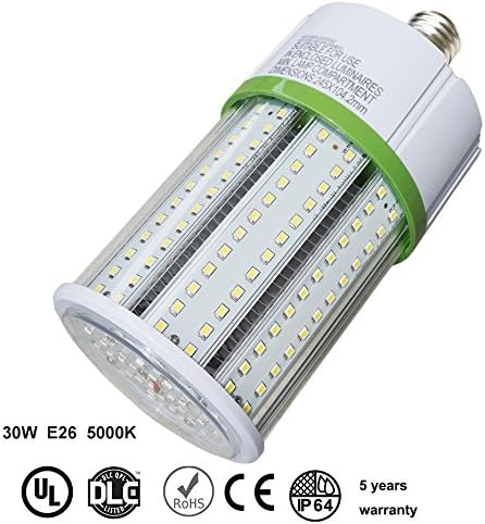 30W LED Corn Light Bulb, E26 Screw Base,5000K , 360degree Light, UL Listed,for Home Street Lamp Post Lighting Garage Factory Warehouse High Bay Barn Porch Backyard Garden Super Bright