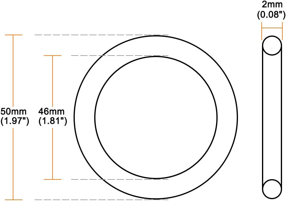 sourcingmap Nitrile Rubber O-Rings 50mm OD 46mm ID 2mm Width, Metric Sealing Gasket for Automotive Machine Plumbing Pack of 10 - Image 4