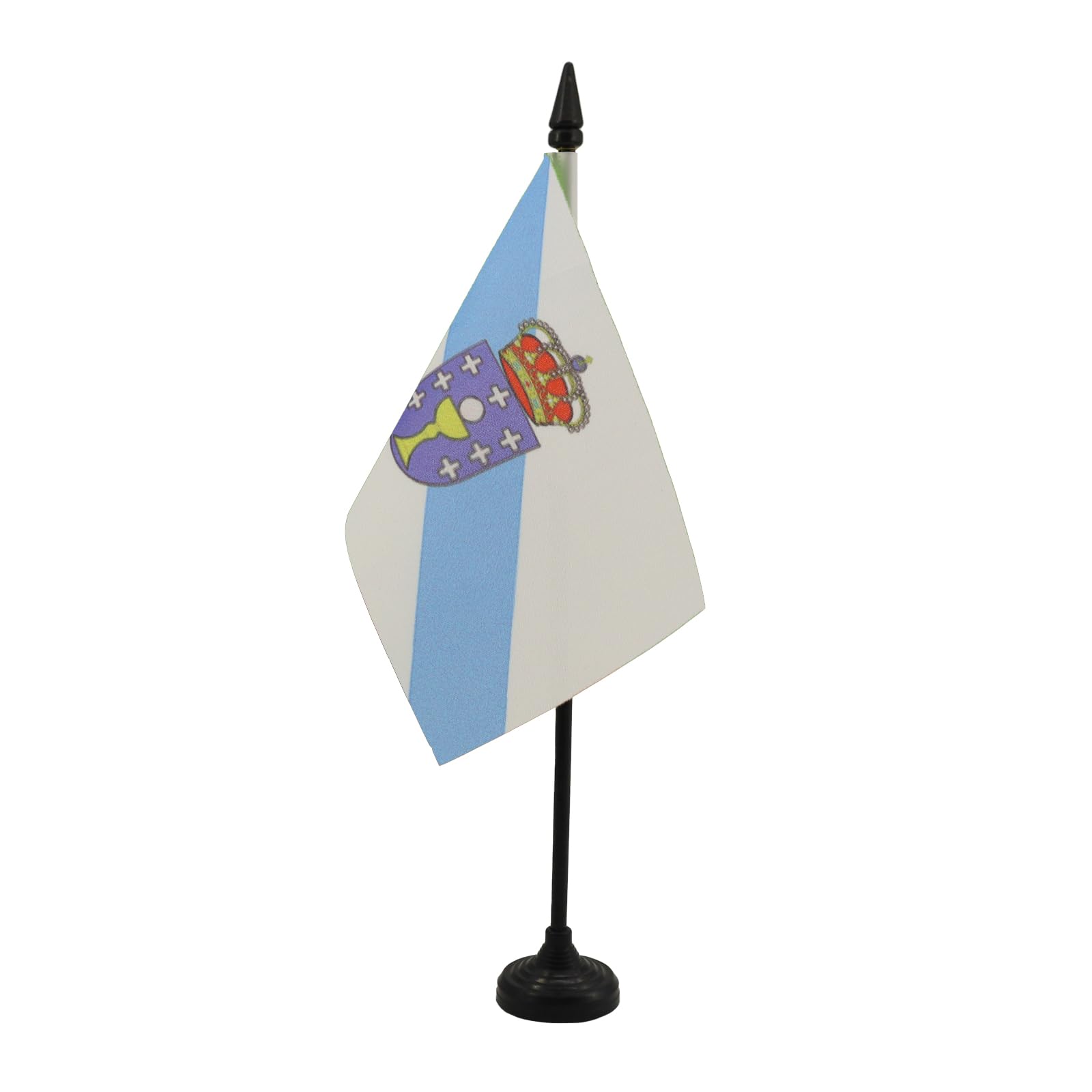 AZ FLAG - Galicia Table Flag 4'' x 6'' - Spanish region of Galicia Office Mini Banner 100% Polyester 15 x 10 cm - Mini Desk Flag with 10'' Pole and Black Plastic Base — image 1