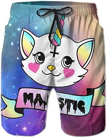 Men's Kitty Unicorn Is Majestic Quick-Dry Lightweight Fashion Board Shorts Swim Trunks XXL