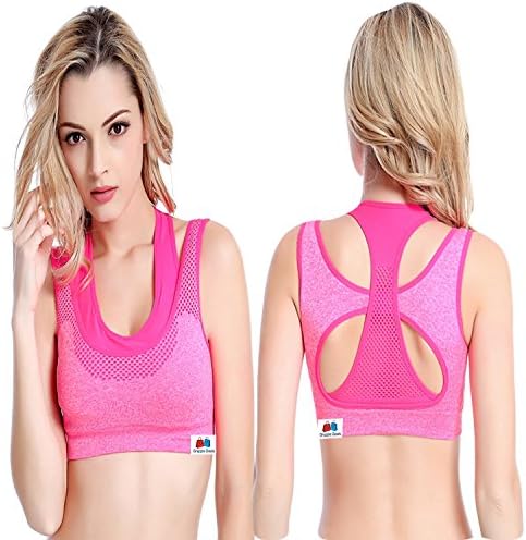 GRAPPLE DEALS Women's Comfort Revolution Workout Fitness Sports Bras Fake Two Pieces Yoga Athletic Gym High Impact Underwire Padded Seamless Strap Racerback.