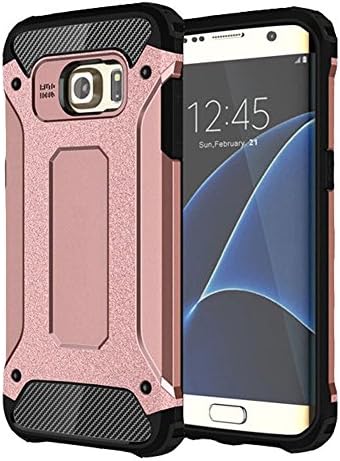 S7 Edge Case, DiaoC Galaxy S7 Edge Case, Hybrid Dual Layer Rugged Rubber Shockproof Case Cover For Samsung Galaxy S7 Edge (Rose Gold + Black)