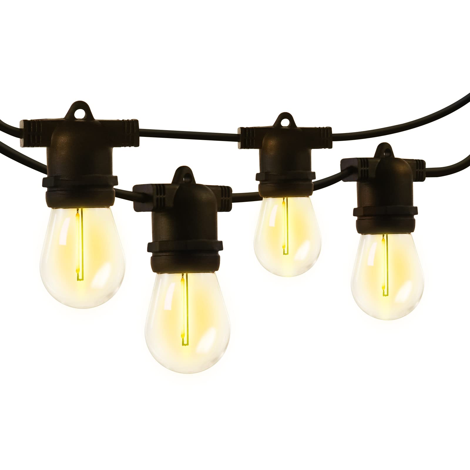 BBE Connectable Outdoor Lights Patio String Waterproof 32FT with 12 Commercial Grade Hanging Sockets 14 Shatterproof Bulb (2 Spare) for Backyard Porch Deck Balcony Party Decor (32FT)